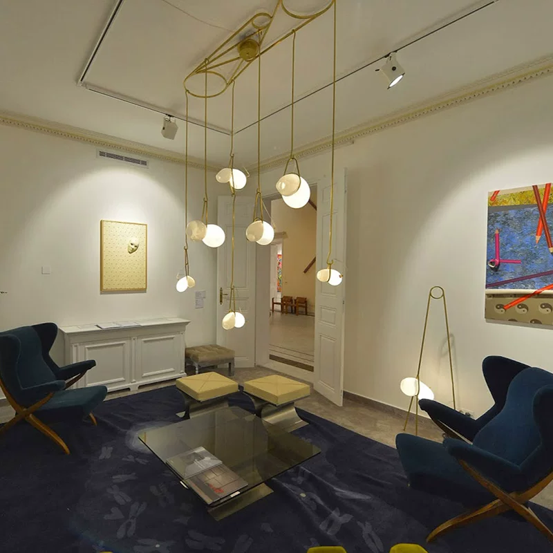 Modern copper glass ceiling lamp for living room