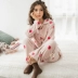 Pyjama mùa đông dày lông cừu san hô ấm mùa thu và mùa đông flannel có thể được mặc bên ngoài dịch vụ gia đình cộng với phân bón XL phù hợp đồ bộ thun Bên ngoài ăn mặc