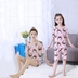 Pyjama trẻ em, cô gái mùa hè, bông ngắn tay, phần mỏng, trẻ em lớn, cha mẹ và con, nữ, phù hợp với dịch vụ nhà, sinh viên ngọt ngào Cha mẹ và con