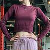 Hollow sleeve exposed navel long sleeve red