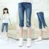 2018 jeans mới trong các cô gái lớn cắt quần trẻ em nhỏ của ống túm nữ lớn trẻ em quần short giản dị phần mỏng quần short jean trẻ em Quần jean