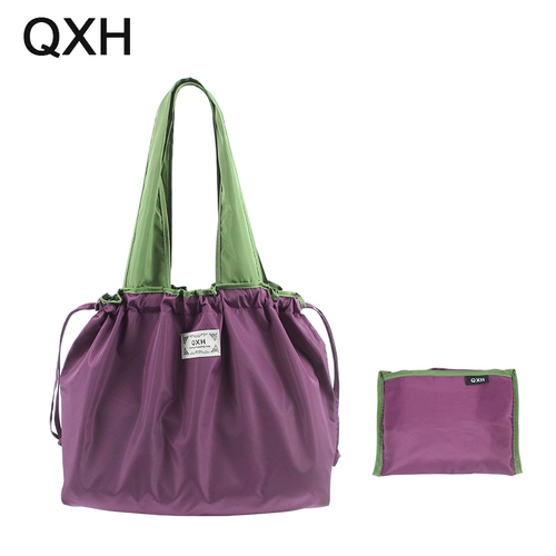 Большой экологичный шоппер, складная сумка на одно плечо, портативная льняная сумка, водонепроницаемая сумка, на шнурках