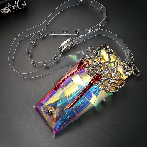 Прозрачные неоновые ножницы, трендовая поясная сумка, популярно в интернете