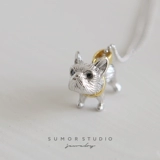 Seiko Pet Puppy Трехмерная маленькая боевая собака Ван Синсрен Сплошной S925 Серебряное колье стерлинго