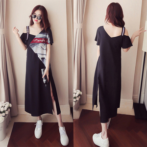 Xl áo mùa hè dài quây t- shirt cổ tích ăn mặc chất béo mm là mỏng phiên bản lớn của bụng bụng máy đầu