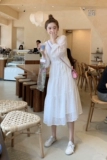 Белое платье, осенний приталенный корсет, длинная юбка, 2019 года, длинный рукав