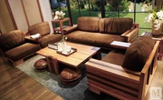 Phong cách nghệ sĩ Bắc Âu sofa gỗ rắn mới Trung Quốc và Mỹ phong cách 123 kết hợp sofa đơn giản hiện đại nội thất gỗ óc chó - Bộ đồ nội thất