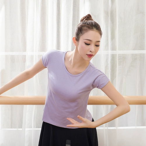 Новая танцевальная одежда современная танцевальная одежда молодежь топ из чистого хлопка круглая шея короткие рукава короткие рукава