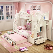 giường Hàn Quốc giường ngủ giường ngủ cô gái giường công chúa giường ngủ trẻ em kết hợp đa chức năng của rắn giường gỗ Ảnh - Giường
