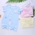 Bé onesies sợi tre tay áo ngắn mở sơ sinh quần áo trẻ em mùa hè phần mỏng quần áo 3-6 tháng 4 siêu mỏng