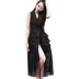 Mùa thu mới của Hàn Quốc tính khí thời trang lưới khâu vest dress phù hợp với cổ áo eo slim mid-length Áo vest