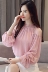 Ren dài tay áo ngọt ngào chiffon áo sơ mi nữ 2018 mùa thu mới Hàn Quốc phiên bản của lỏng mỏng đèn lồng tay áo ren đáy áo sơ mi