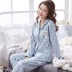 Đồ ngủ nữ dài tay mùa xuân và mùa hè phần mỏng dễ thương chút ve áo cardigan cotton tháng phù hợp với XL dịch vụ nhà Giống cái