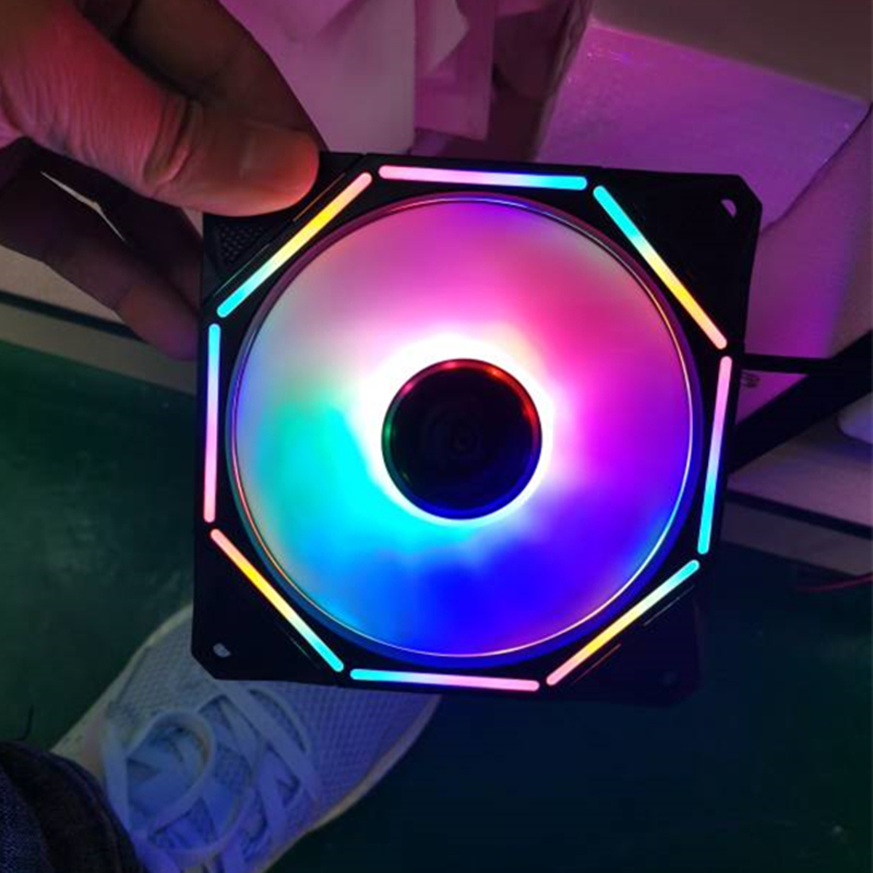 Linglong rainbow upgradeChassis Fan 12cm Double aperture rgb water-cooling dissipate heat Silence led a main board AURA Divine light synchronization 5V / 12V