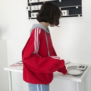 Áo len trùm đầu nữ sinh dài tay dài 2018 mùa thu Hàn Quốc phiên bản bf phong cách Harajuku lỏng áo sơ mi giản dị