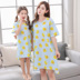 Mùa hè mẹ và trẻ em trẻ em nightdress cô gái phần mỏng cotton ngắn tay cậu bé lớn cha mẹ và con mùa hè đồ ngủ ăn mặc bộ jumpsuit hoạt hình cho bé và mẹ Cha mẹ và con