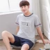 Trai đồ ngủ mùa hè phần mỏng cotton ngắn tay nam phù hợp với thanh niên sinh viên Hàn Quốc phiên bản của giản dị kích thước lớn dịch vụ nhà mùa hè