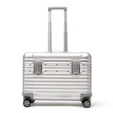 Металлический чемодан подходит для мужчин и женщин, универсальное оборудование, алюминиево-магниевый сплав, 18 дюймов, поворотные колеса