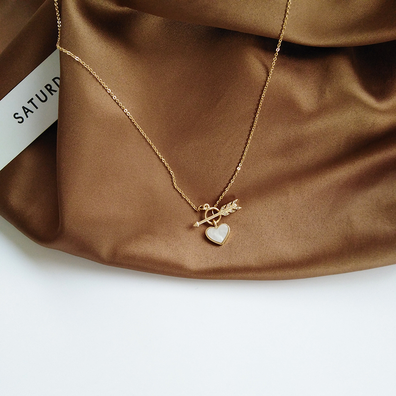 A Necklacetemperament originality An arrow pierce the heart Ear Studs Metal Chain type repair neck necklace Aestheticism Girlhood student Necklace