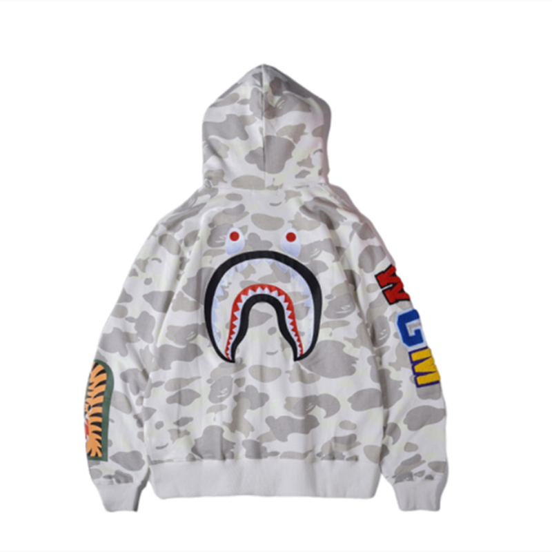 Camouflage White & Eat Chicken & Night LightChaopai ins Go through Genuine BAPE loose coat shark camouflage Luminous Sweater men and women Couples dress Spring and Autumn Hoodie