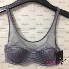 Бюстгальтер 加拿大专柜正品 新款ck黑标系列 刺绣蕾丝缎面薄杯软圈文胸qf1614