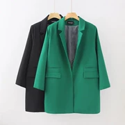 Xuân 2018 mới cộng với phân bón XL chất béo MM dài phù hợp với nữ phiên bản Hàn Quốc của áo khoác dài tay màu rắn