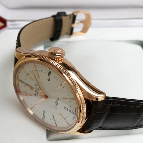 Rolex, классический костюм, золотой ремешок для часов, механические мужские часы, простой и элегантный дизайн, розовое золото