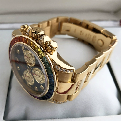 [Задний бриллиант] подлинный второй -рулекс космический метр радуга Diard Diamond's Diamond's Men's Watch 116528