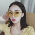 Kính râm tròn mới của Hàn Quốc kính râm màu vàng Harajuku kính râm mặt dài hộp đêm thủy triều lắc âm thanh với kính kính đen Kính râm