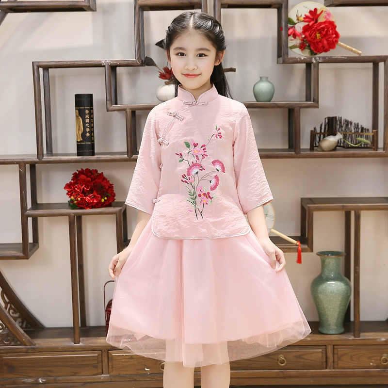 Trang phục biểu diễn thiếu nhi Ngày Trung Hoa trang phục học sinh nữ sinh guzheng trang phục trang phục trang phục Han trang phục cổ tích hợp xướng - Trang phục