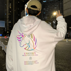 秋季情侶連帽衛衣男韓版潮流男士寬鬆上衣春秋外套男反光獨角獸