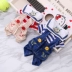 Quần áo chó quần áo thú cưng gấu Teddy Xiong Chihuahua quần áo bốn chân cún con mùa thu sọc denim quần áo - Quần áo & phụ kiện thú cưng áo cho chó phốc Quần áo & phụ kiện thú cưng