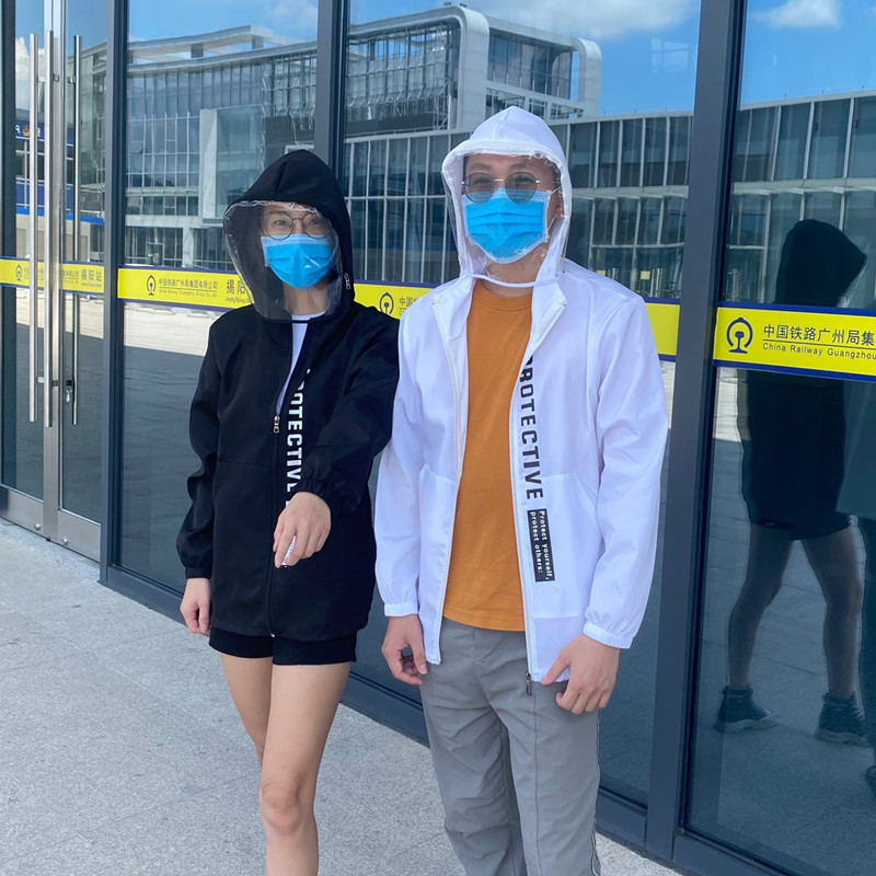 Protective clothing for civil travel, isolation clothing for working on the plane, including mask, breathable and dustproof coat for men and women