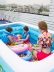 Thoải mái inflatable giường nổi bên bờ biển hồ bơi trẻ em người lớn bốn chơi đồ chơi nước bơi giường inflatable thổi người đàn ông và phụ nữ