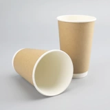 Одноразовый двойной слой среднего воздушного изоляции Молочный чай кофе Коммерческий утолщен 500 мл кожаной бумажной чашки с логотипом на крышке