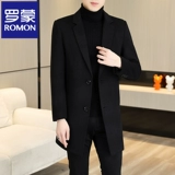 Длинное демисезонное осеннее трендовое шерстяное пальто, средней длины, в корейском стиле, увеличенная толщина