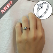 Angel hôn tình yêu nhẫn nữ sterling bạc ánh sáng sang trọng pt950 mô phỏng nhẫn kim cương ngón tay đơn giản và thanh lịch Mo Sangshi - Nhẫn