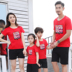 Cha mẹ và con mặc 2018 làn sóng mới đầy đủ nhà thời trang màu hồng báo t- shirt gia đình ba mẹ và con gái mẹ mùa hè ngắn tay áo Trang phục dành cho cha mẹ và con