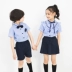 Đồng phục gió mùa hè của nam và nữ mới đặt trường tiểu học phục vụ lớp áo sọc xanh xù mẫu giáo - Đồng phục trường học / tùy chỉnh thực hiện áo trẻ em Đồng phục trường học / tùy chỉnh thực hiện