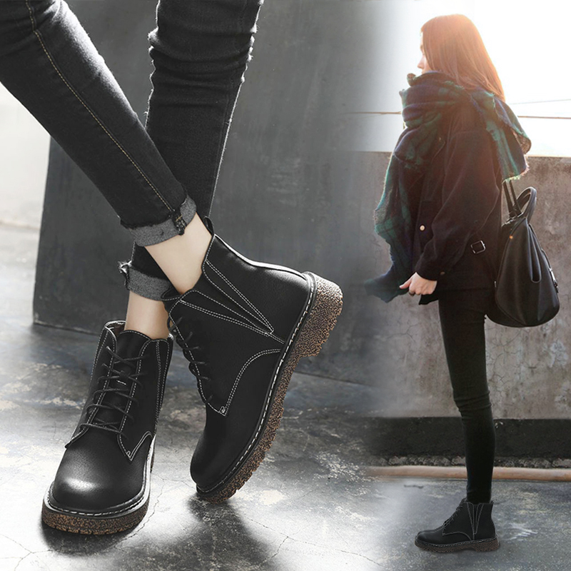 [Giải phóng mặt bằng] Mùa thu và mùa đông mới Martin khởi động nữ sinh viên phong cách Anh cộng với giày nhung nhung retro phẳng lưới đỏ ngắn - Giày ống