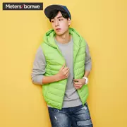 Metersbonwe nam mùa thu và mùa đông mới đơn giản màu sắc đơn giản đan công nghệ cashmere trùm đầu vest