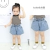 2018 mùa hè mới trẻ em Hàn Quốc quần áo cô gái cao eo hoa quần short denim trẻ em trung và nhỏ phần mỏng mặc quần nóng thủy triều