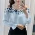 Mùa thu 2018 mới của phụ nữ Hàn Quốc một chiếc áo trễ vai dài tay voan ren xù - Áo sơ mi chiffon ren Áo sơ mi chiffon ren