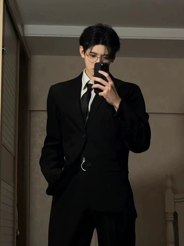 Трендовый классический костюм, наплечники для отдыха, пиджак классического кроя для школьников, в корейском стиле, полный комплект