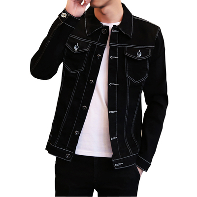 Denim phù hợp với nam giới mùa xuân và mùa thu mới của Hàn Quốc phiên bản của denim mỏng áo khoác nam áo khoác với quần denim bộ