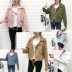 Mùa thu 2018 phiên bản Hàn Quốc mới của đồng phục bóng chày mỏng lỏng ve áo dài tay áo dây rút ngắn áo khoác nữ sinh viên quần áo nữ đẹp Áo khoác ngắn