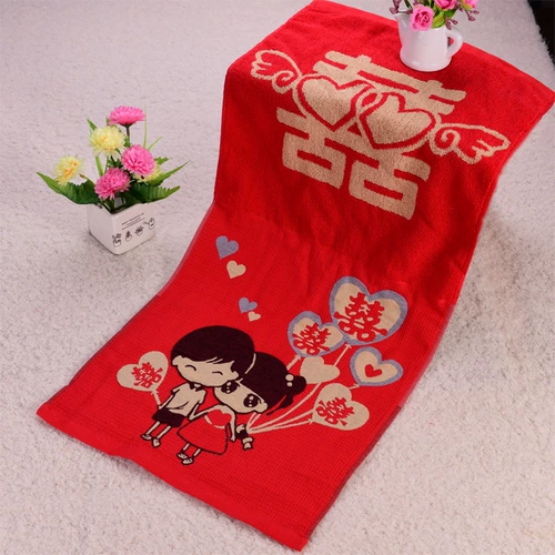 Чистое хлопок Большой красный шарф шарф новичок свадебное полотенце обратно в свадебную пару красот для лица полотенце бутик для лица PA Box Бесплатная доставка