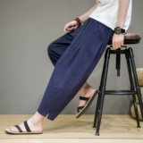 Летние тонкие цветные штаны, китайский стиль, большой размер, из хлопка и льна