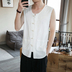 Mùa hè Trung Quốc phong cách cổ điển linen vest thủy triều nam cotton linen kích thước lớn không tay thoáng khí lỏng khóa T-Shirt Áo vest cotton