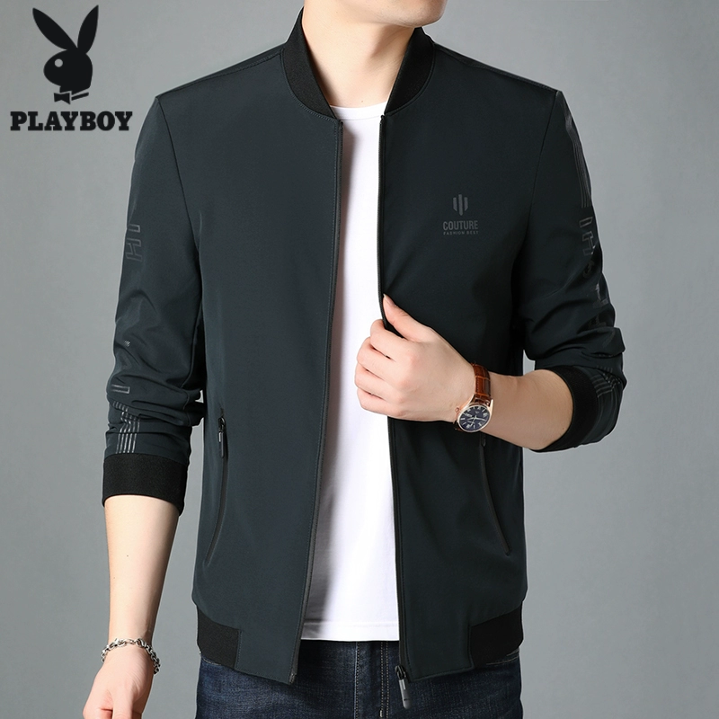 Playboy cha áo khoác mùa xuân và mùa thu mỏng trung niên nam áo khoác giản dị - Áo khoác